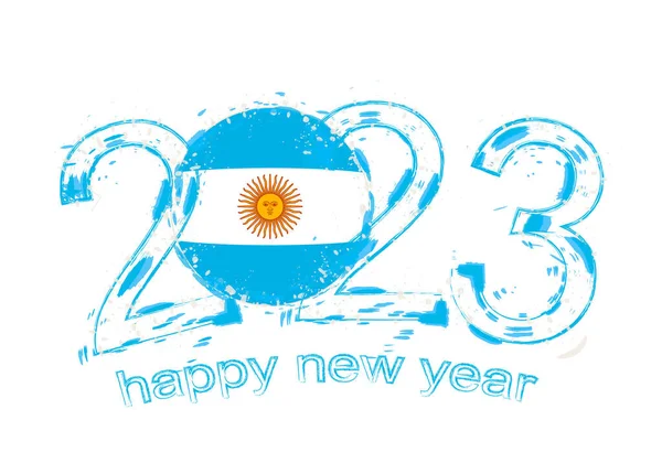 2023年挂满阿根廷国旗的粗俗年份 — 图库矢量图片