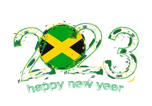 2023 Año Estilo Grunge Con Bandera Jamaica — Archivo Imágenes Vectoriales