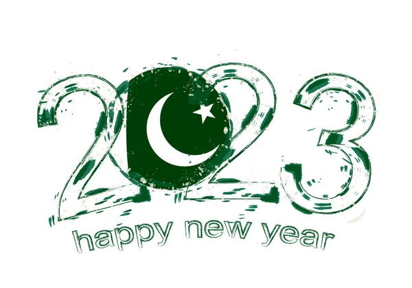 2023 Έτος Στυλ Grunge Σημαία Πακιστάν — Διανυσματικό Αρχείο
