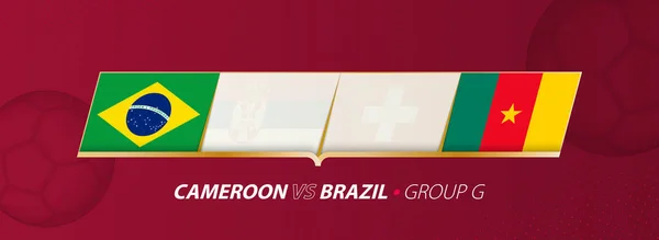 Camerún Ilustración Del Partido Fútbol Brasil Grupo — Vector de stock