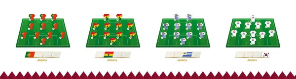 Ποδόσφαιρο Γήπεδο Την Ομάδα Lineup Για Την Ομάδα Του Ποδοσφαιρικού — Διανυσματικό Αρχείο