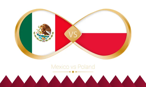 Mexico Polen Gouden Pictogram Voor Voetbal 2022 Wedstrijd — Stockvector