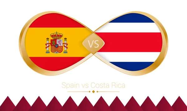 Іспанія Проти Коста Рики Золота Ікона Матчі 2022 Року — стоковий вектор