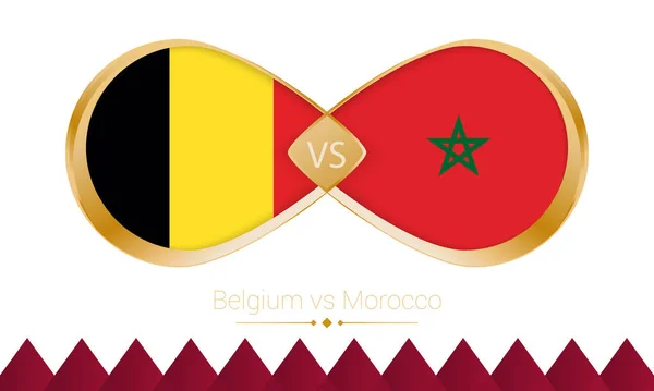 Belgien Mot Marocko Gyllene Ikon För Fotboll 2022 Match — Stock vektor