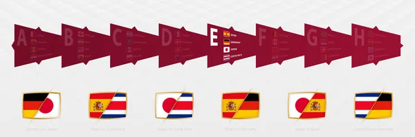 Icônes Tous Les Matchs Groupe Football Competition 2022 Icon Set — Image vectorielle