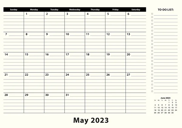 Mayo 2023 Mensual Business Desk Pad Calendar — Vector de stock