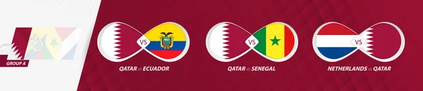 Qatar Partidos Selección Nacional Grupo Competencia Fútbol 2022 Todos Los — Vector de stock