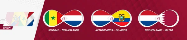 Países Bajos Partidos Selección Grupo Competición Fútbol 2022 Todos Los — Archivo Imágenes Vectoriales