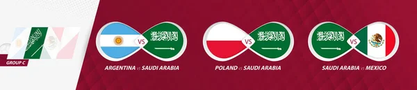Arabia Saudita Partidos Selección Grupo Competición Fútbol 2022 Todos Los — Vector de stock