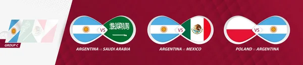 Αργεντινή Εθνική Ομάδα Αγώνες Στην Ομάδα Ποδοσφαιρικός Διαγωνισμός 2022 Όλα — Διανυσματικό Αρχείο