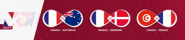 Матчи Сборной Франции Группе Футбольные Соревнования 2022 Икона Игр Групповом — стоковый вектор