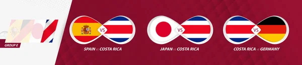 Costa Rica Nationale Team Wedstrijden Groep Voetbal Wedstrijd 2022 Alle — Stockvector