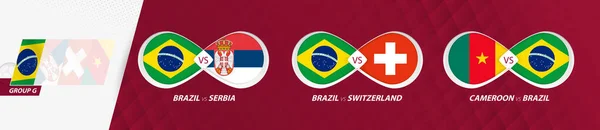 Brasil Partidos Selección Grupo Competencia Fútbol 2022 Todos Los Juegos — Vector de stock