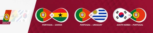Portekiz Milli Takımı Grubunda 2022 Futbol Müsabakasında Tüm Oyun Simgeleri — Stok Vektör