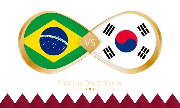 Brasil Contra Corea Del Sur Icono Oro Para Partido Fútbol — Archivo Imágenes Vectoriales