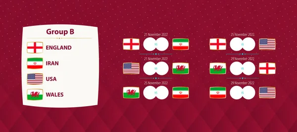 Tournoi International Football Matchs Groupe Calendrier Des Matchs Équipe Nationale — Image vectorielle