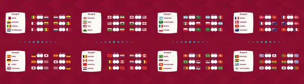 Tous Les Groupes Matchs Dans Groupe Football Tournoi International Calendrier — Image vectorielle