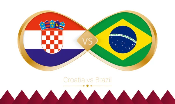 Croacia Contra Brasil Icono Oro Para Partido Fútbol 2022 Cuartos — Vector de stock