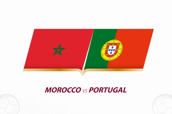 Maroko Portugalsko Fotbalové Soutěži Čtvrtfinále Ikona Proti Pozadí Fotbalu Ikona — Stockový vektor