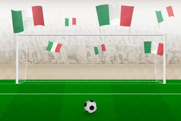 Fans Del Equipo Fútbol Italia Con Banderas Italia Animando Estadio — Archivo Imágenes Vectoriales