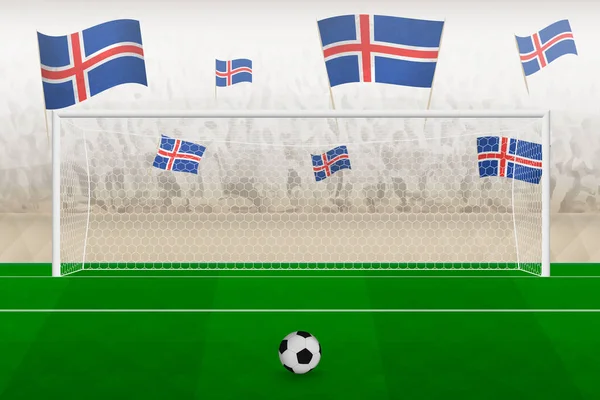 Islandia Fans Del Equipo Fútbol Con Banderas Islandia Vitoreando Estadio — Archivo Imágenes Vectoriales