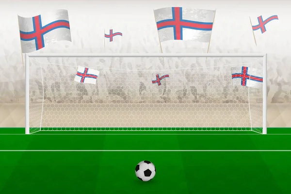 Fãs Time Futebol Das Ilhas Faroé Com Bandeiras Das Ilhas — Vetor de Stock