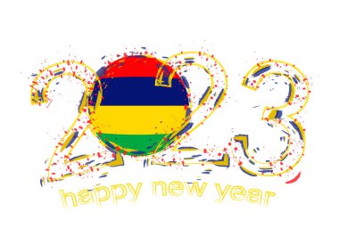 Mauritius bayrağıyla Grunge tarzında 2023 yılı.