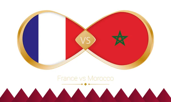 Frankrike Mot Marocko Gyllene Ikon För Fotboll 2022 Match Semifinal — Stock vektor