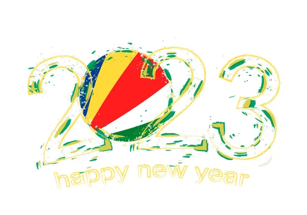 2023 Año Estilo Grunge Con Bandera Seychelles — Vector de stock