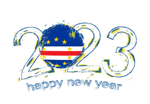 2023 Año Estilo Grunge Con Bandera Cape Verde — Archivo Imágenes Vectoriales