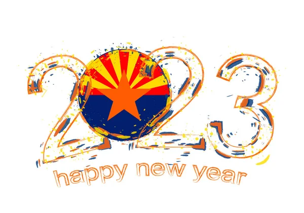 2023 Year Grunge Style Flag Arizona — Stock Vector