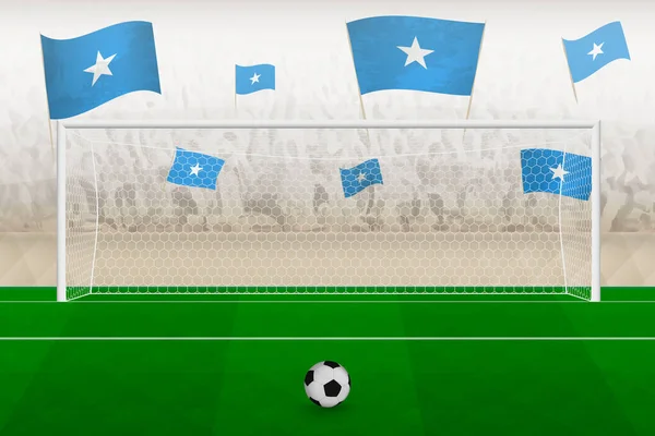Fans Del Equipo Fútbol Somalia Con Banderas Somalia Animando Estadio — Archivo Imágenes Vectoriales