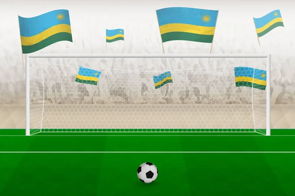 Fans Del Equipo Fútbol Ruanda Con Banderas Ruanda Animando Estadio — Archivo Imágenes Vectoriales