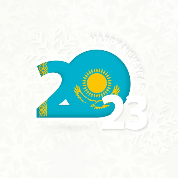 New Year 2023 Kazakhstan Snowflake Background — Stock Vector