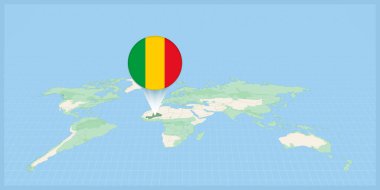 Location of Mali on the world map, marked with Mali flag pin.