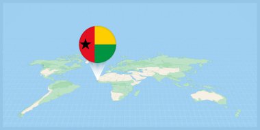 Location of Guinea-Bissau on the world map, marked with Guinea-Bissau flag pin.