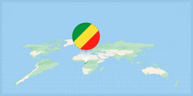 Location of Congo on the world map, marked with Congo flag pin.