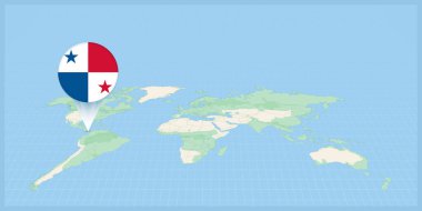 Location of Panama on the world map, marked with Panama flag pin.
