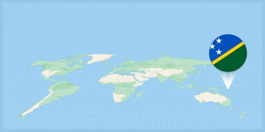 Location of Solomon Islands on the world map, marked with Solomon Islands flag pin.