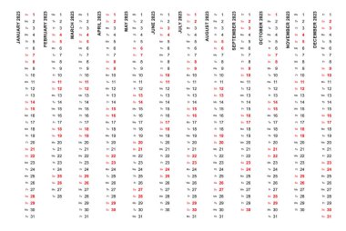 Simple vertical calendar template year 2023
