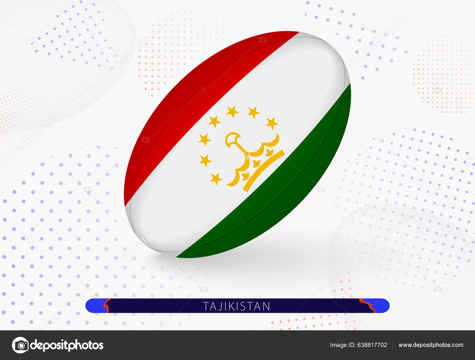 Rugby Ball Flag Tajikistan Equipment Rugby Team Tajikistan Stock Vector