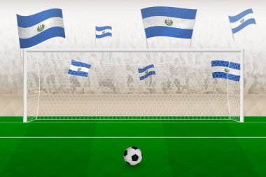 El Salvador futbol takımının taraftarları stadyumda tezahürat yapıyor. Futbol maçında penaltı konsepti..