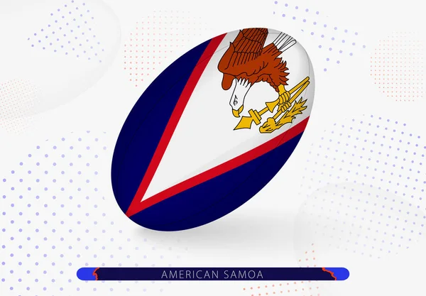 Üzerinde Amerikan Samoa bayrağı olan rugby topu. Amerikan Samoa ragbi takımı için ekipman.