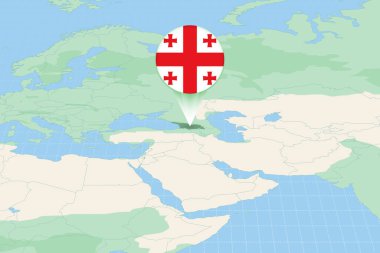 Map illustration of Georgia with the flag. Cartographic illustration of Georgia and neighboring countries.