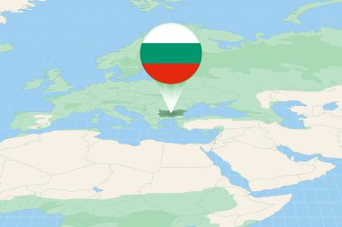 Map illustration of Bulgaria with the flag. Cartographic illustration of Bulgaria and neighboring countries. clipart