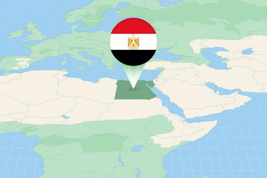 Map illustration of Egypt with the flag. Cartographic illustration of Egypt and neighboring countries.