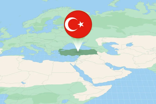 Map Illustration Turkey Flag Cartographic Illustration Turkey Neighboring Countries — стоковый вектор