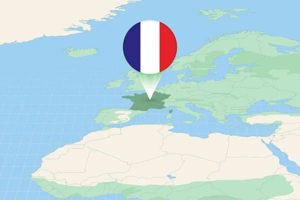 Карта Иллюстрации Франции Флагом Картографическая Иллюстрация Франции Соседних Стран — стоковый вектор