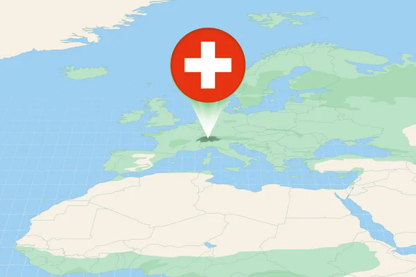 Mappa Illustrazione Della Svizzera Con Bandiera Illustrazione Cartografica Della Svizzera — Vettoriale Stock