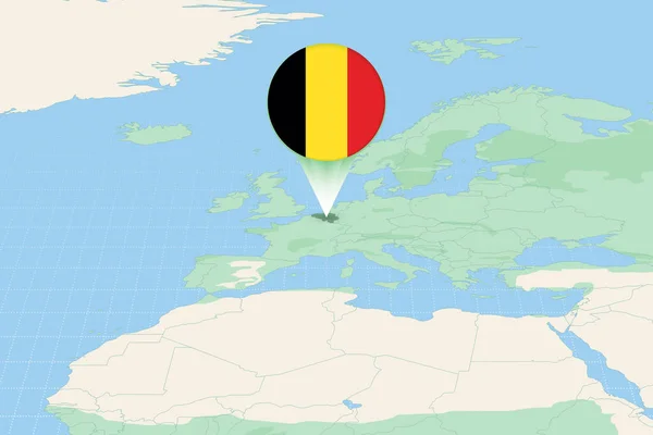 Illustration Carte Belgique Avec Drapeau Illustration Cartographique Belgique Des Pays — Image vectorielle